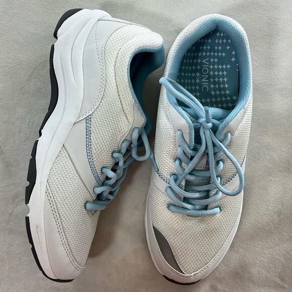 Vionic Kona Sneaker Athletic Show White Blue US 7 Wide Walking Shoe Comfort - Picture 1 of 4